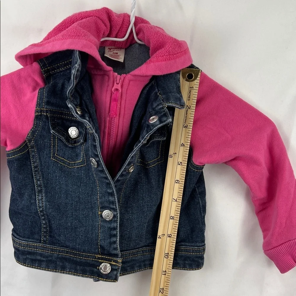 Arizona Jean Company - Girls Jean Jacket Jersey Hoodie - Size 24 months - Pink